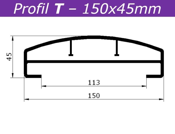 Handlauf T (150x45) - Monument Oak - L=84 cm PVC