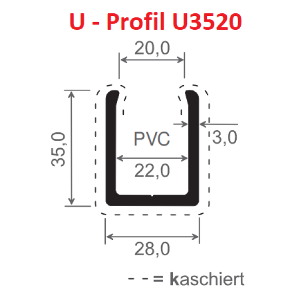 U-Profil - U3520 - Monument Oak - L=90 cm - Nutbreite 20 mm PVC
