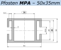 Preview: Mittel-Pfosten-Alu (50x35) - Weiss - L=298 cm