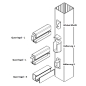 Preview: Pfosten S (100x100) verstärkt - Basaltgrau - L=99 cm PVC