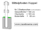 Preview: Mittelpfosten (11x11 cm) für 2 Bretter - Lg= 160cm - Lo=100cm - Lb=60 cm - Weiss - PVC