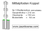 Preview: Mittelpfosten (11x11 cm) für 3 Bretter - Lg= 214cm - Lo=150cm - Lb=64 cm - Weiss - PVC