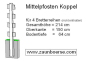 Preview: Mittelpfosten (11x11 cm) für 4 Bretter - Lg= 214cm - Lo=150cm - Lb=64 cm - Weiss - PVC