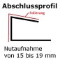 Preview: Abschlussprofil V-A - Winchester - L=298 cm - Nutaufnahme 15 bis 19 mm PVC