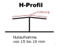 Preview: H-Profil V-H - Moosgrün - L=198 cm - Nutaufnahme 15 bis 19 mm PVC