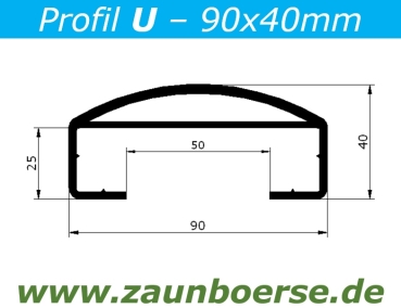 Handlauf U (90x40) - Weiss - L=65 cm PVC