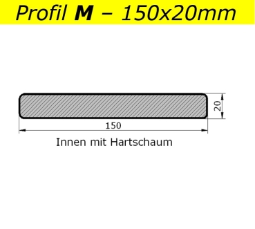 Bretter M  (150x20 mm) - Weiss - L=149 cm (Innen mit Hartschaum) PVC