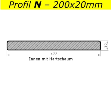 Bretter N  (200x20 mm) - Silbergrau - L=99 cm (Innen mit Hartschaum) PVC
