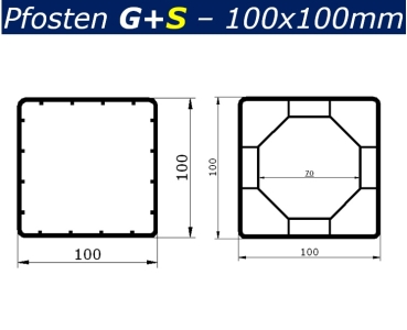Kappe G1 - (100x100) - flach - Orangebraun  (Standard-alt für Dekor - Douglasie) PVC