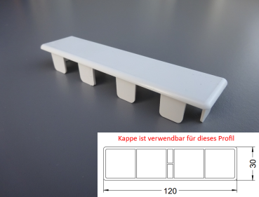 Kappe AP1 - (120x30) - flach - Weiss PVC