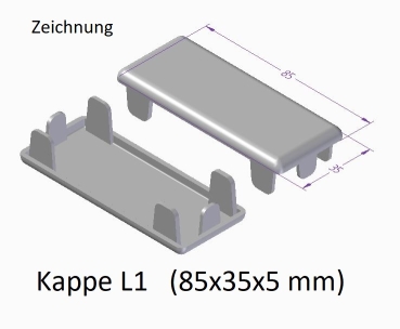Kappe L1 - (80x35) - flach - Schwarz  (Standard für Mahagoni) PVC