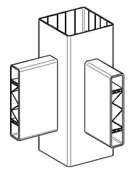 Eckpfosten (110x110mm) für 2 Bretter - Lg= 128cm - Lo=75cm - Lb=53 cm - Weiss - PVC