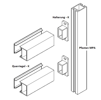 Mittel-Pfosten-Alu (50x35) - Lehmbraun - L=65 cm