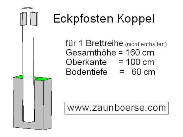 Eckpfosten (110x110mm) für 1 Brett - Lg= 160cm - Lo=100cm - Lb=60 cm - Weiss - PVC