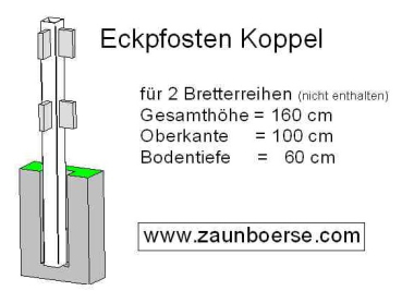 Eckpfosten (110x110mm) für 2 Bretter - Lg= 160cm - Lo=100cm - Lb=60 cm - Weiss - PVC