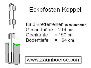 Eckpfosten (110x110mm) für 3 Bretter - Lg= 214cm - Lo=150cm - Lb=64 cm - Weiss - PVC