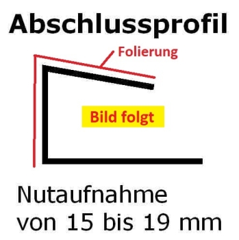 Abschlussprofil V-A - Douglasie - L=198 cm - Nutaufnahme 15 bis 19 mm PVC