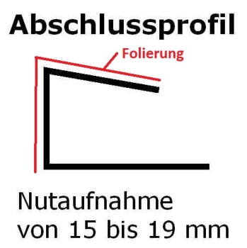 Abschlussprofil V-A - Golden Oak - L=600 cm - Nutaufnahme 15 bis 19 mm PVC