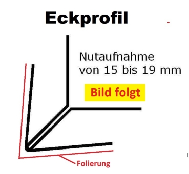 Eckprofil V-E - Dunkelgrün - L=600 cm - Nutaufnahme 15 bis 19 mm PVC