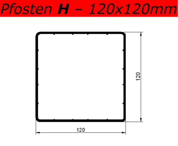 Pfosten H (120x120) - Nussbaum - L=74 cm PVC