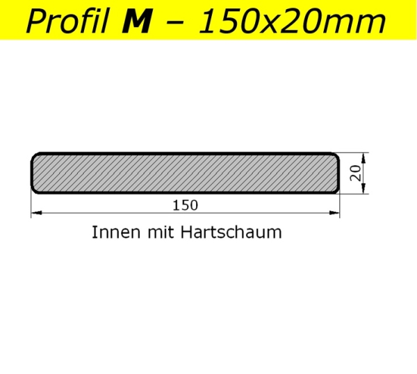 Bretter M  (150x20 mm) - Weiss - L=65 cm (Innen mit Hartschaum) PVC