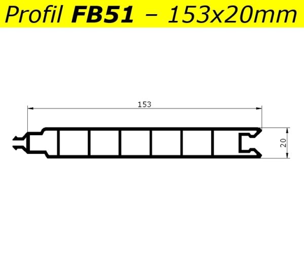 Sichtschutzbretter FB51 (153x20) - Weiss - L=54 cm PVC