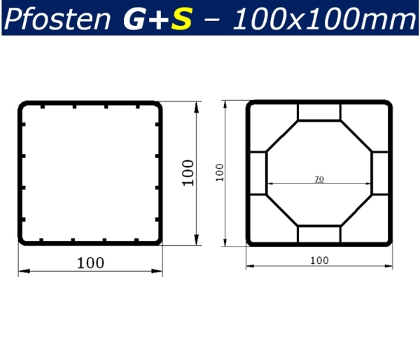 Kappe G1 - (100x100) - flach - Orangebraun  (Standard-alt für Dekor - Douglasie) PVC