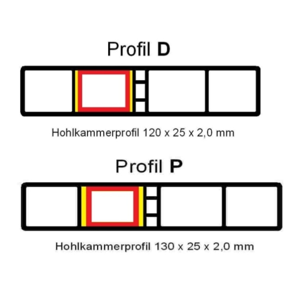 Rechteckrohr Alu (25x20x2) - L=74 cm (als Versteifung Bretter D + P)