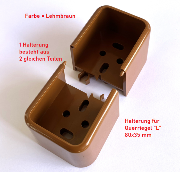 Halterung L2 für Querriegel (80x35) - PVC - Lehmbraun - Standard für Dekor Golden Oak