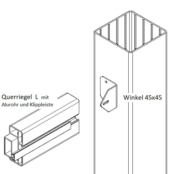 Querriegel L (80x35) - Astfichte  - L=65 cm (PVC + Alu)