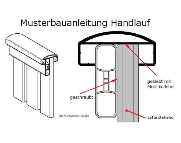 Handlauf U (90x40) - Astfichte - L=600 cm PVC