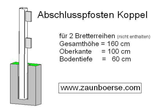 Abschlusspfosten (110x110mm) für 2 Bretter - Lg= 160cm - Lo=100cm - Lb=60 cm - Weiss - PVC