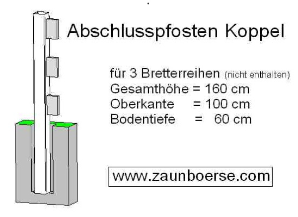 Abschlusspfosten (110x110mm) für 3 Bretter - Lg= 160cm - Lo=100cm - Lb=60 cm - Weiss - PVC