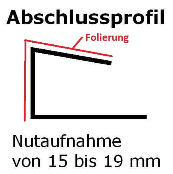 Abschlussprofil V-A - Silbergrau - L=99 cm - Nutaufnahme 15 bis 19 mm PVC