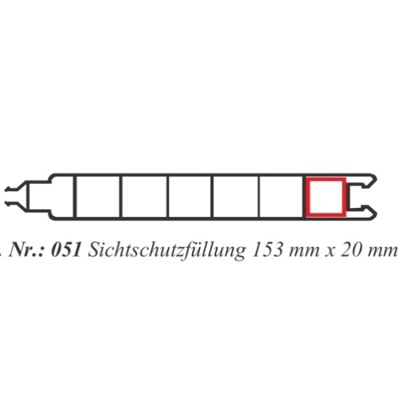 Rechteckrohr Alu (20x15x2) - L=59 cm (als Versteifung Sichtschutzbretter FB51)