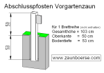Abschlusspfosten (110x110mm) für 1 Brettreihe - Lg= 103cm - Lo=50cm - Lb=53 cm - Weiss - PVC