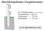 Abschlusspfosten (110x110mm) für 2 Bretter - Lg= 128cm - Lo=75cm - Lb=53 cm - Weiss - PVC