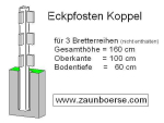 Eckpfosten (110x110mm) für 3 Bretter - Lg= 160cm - Lo=100cm - Lb=60 cm - Weiss - PVC
