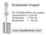 Eckpfosten (110x110mm) für 2 Bretter - Lg= 214cm - Lo=150cm - Lb=64 cm - Weiss - PVC