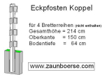 Eckpfosten (110x110mm) für 4 Bretter - Lg= 214cm - Lo=150cm - Lb=64 cm - Weiss - PVC